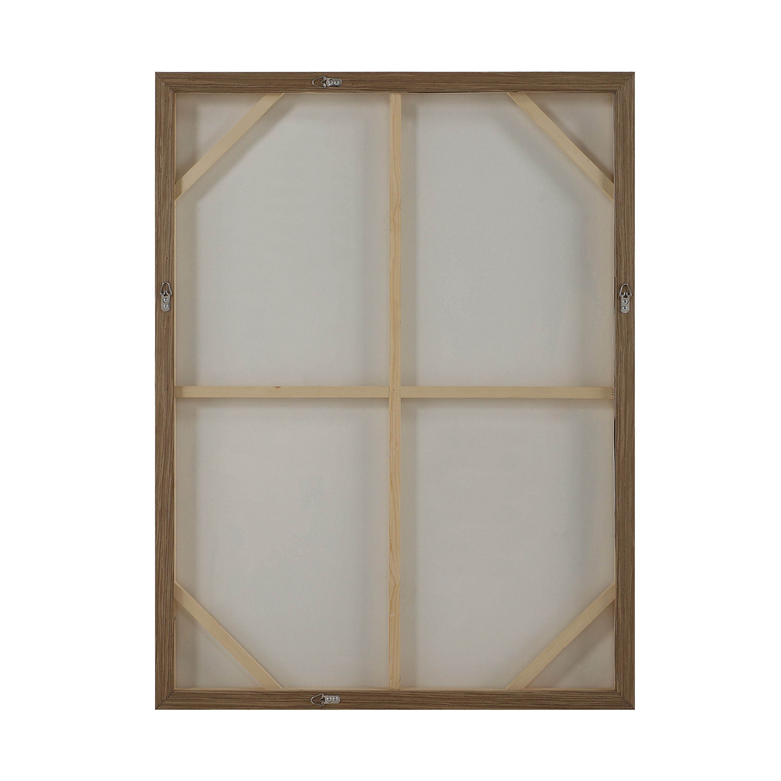 Valenca Wall Art by Renwil, natural brown wood frame with beige canvas, visible stretcher bars and hardware, neutral tones.