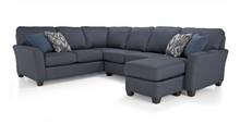 Load image into Gallery viewer, 2A1 Alessandra Connections Sectional style from Decor Rest Furniture. Color is dark blue and it shows an L shaped sectional with a ottoman
