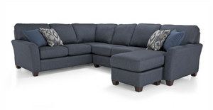 2A1 Alessandra Connections Sectional style from Decor Rest Furniture. Color is dark blue and it shows an L shaped sectional with a ottoman