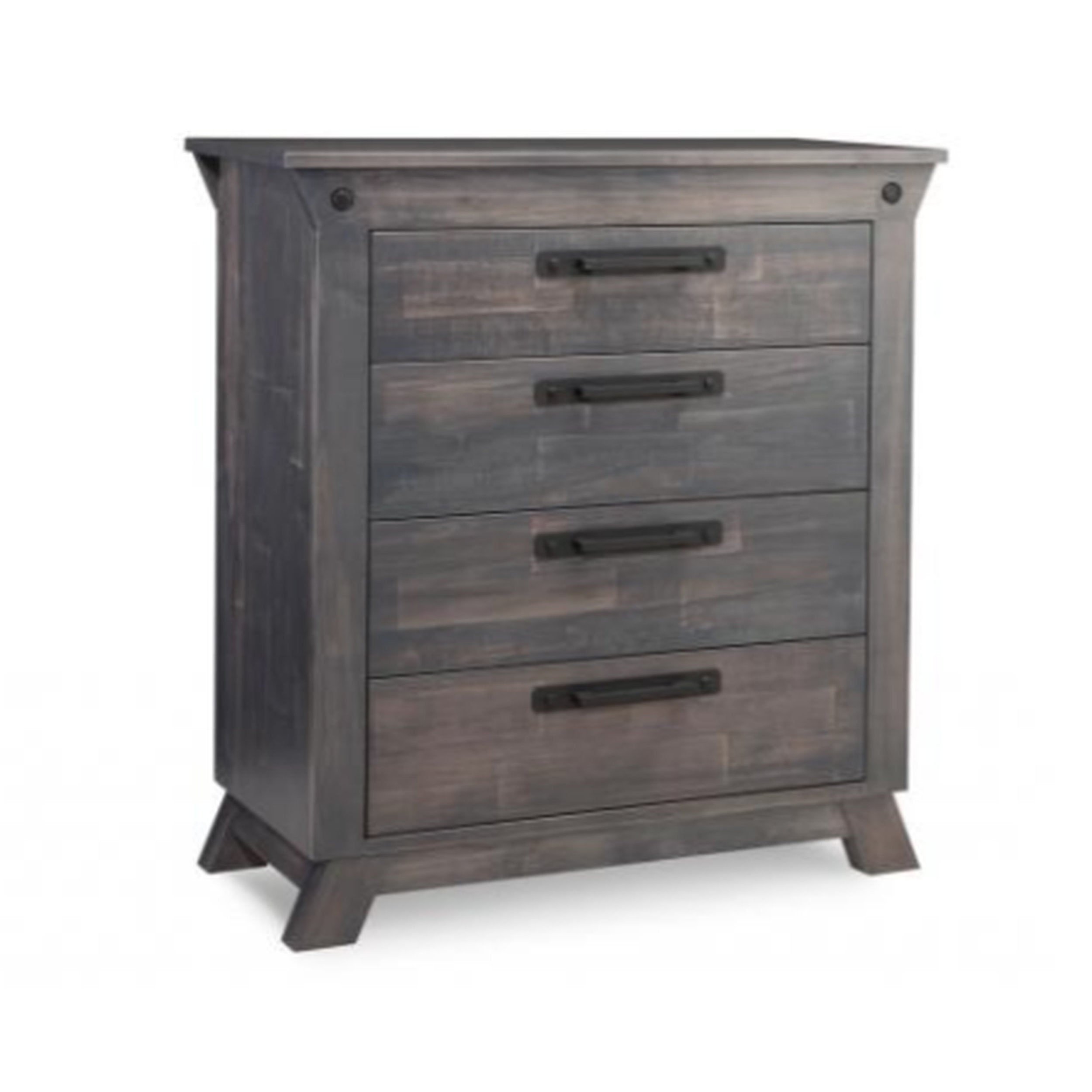 Wooden dresser with four drawers on a white background