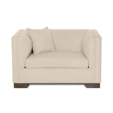 Load image into Gallery viewer, Beige armchair with a pillow on a white background
