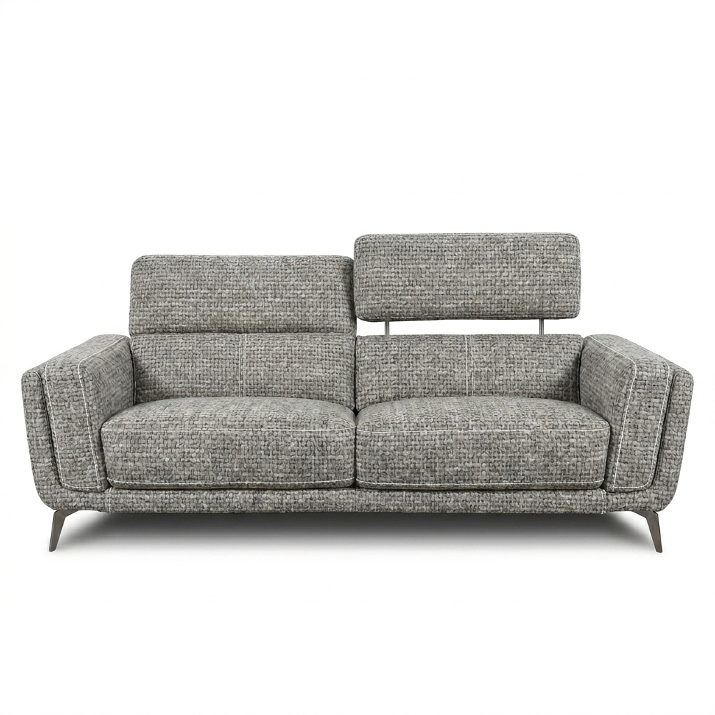 Bello Fabric Condo Sofa - Fabric: Cocoa Silver Grey