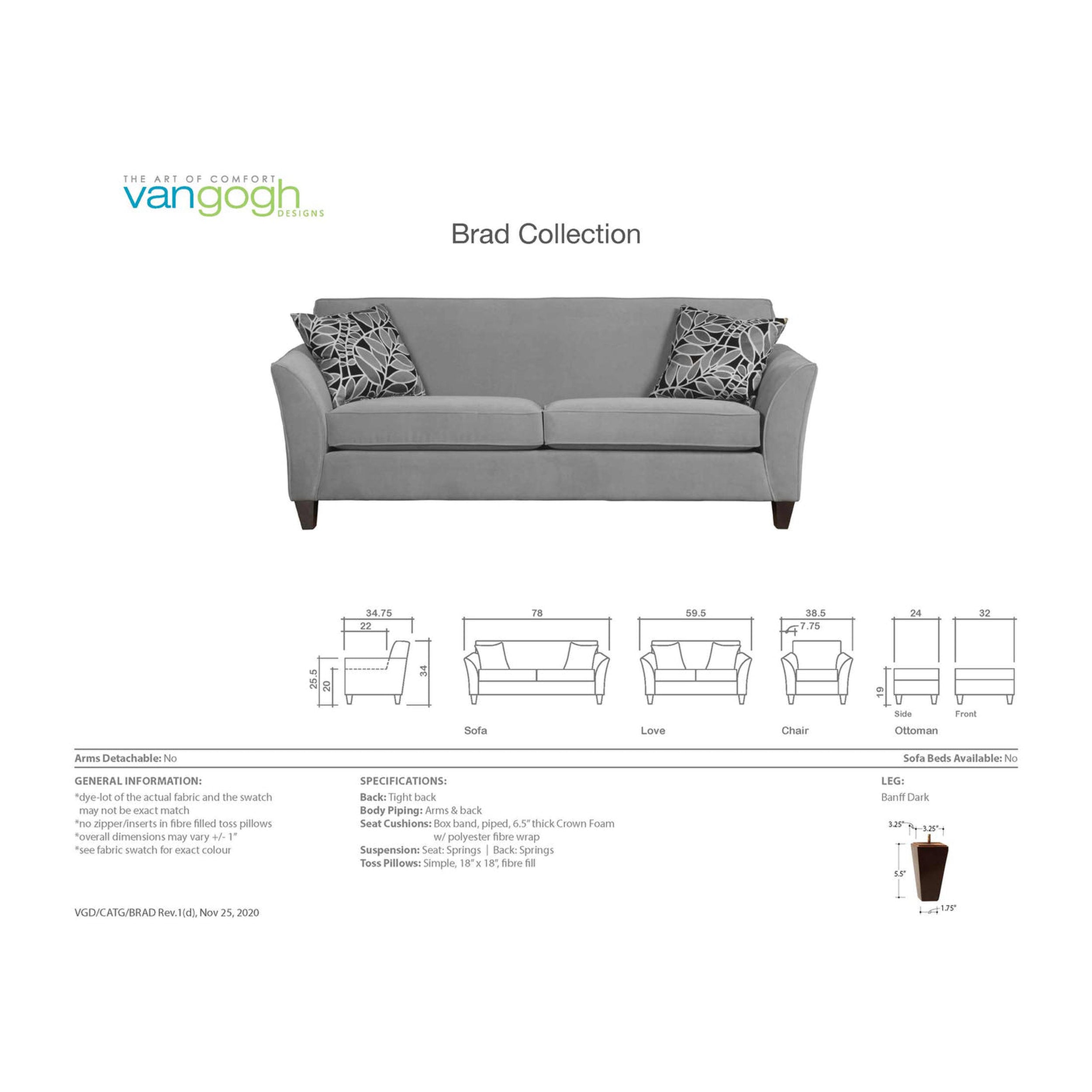 brad dimension sheet