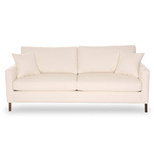 Load image into Gallery viewer, Beige sofa with wooden legs on a white background
