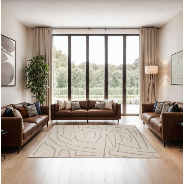 Chloe rug displayed in a living room