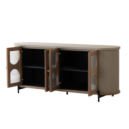 colosseo sideboard open showing 4 shelves 