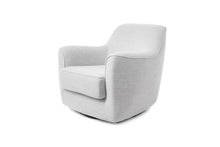 Load image into Gallery viewer, angle view of a contemporary Diesel swivel chair with curved arms and a foam seat, in a white color.
