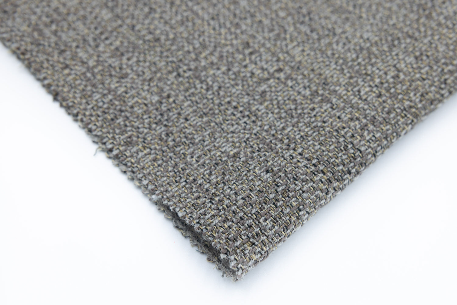 Zen Pietra Grey fabric by Van Gogh Designs: a textured grey woven tweed with charcoal and taupe speckles, fiber texture.