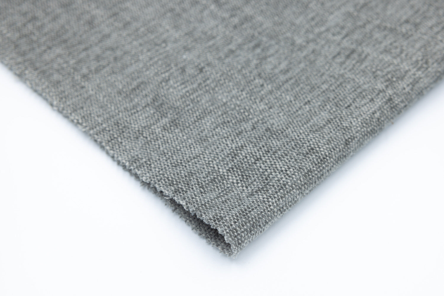 Sublime Steel fabric in cool gray steel tones, brushed linen-like weave with textured fibers, Van Gogh Designs fine textile