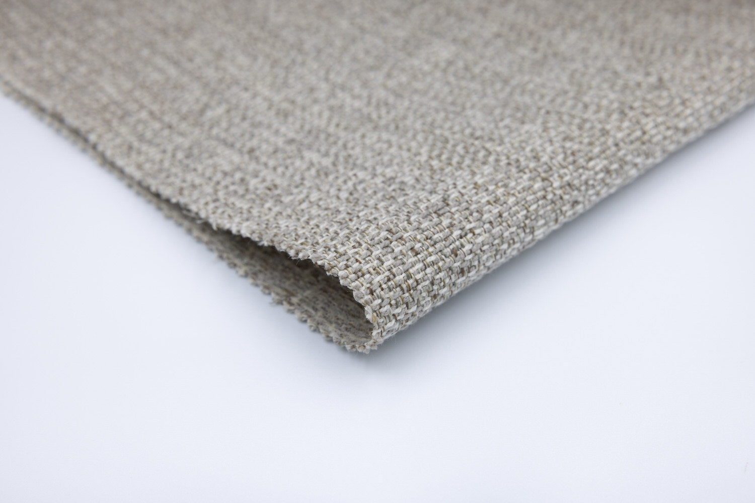 Zen Canvas by Van Gogh Designs in warm beige linen, textured cotton weave, neutral sand tones, folded edge detail, soft.