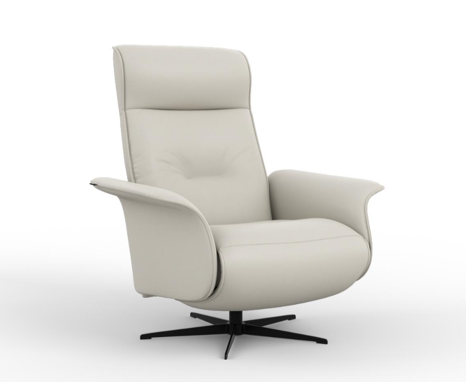 Finn electric recliner in sl pure white leather