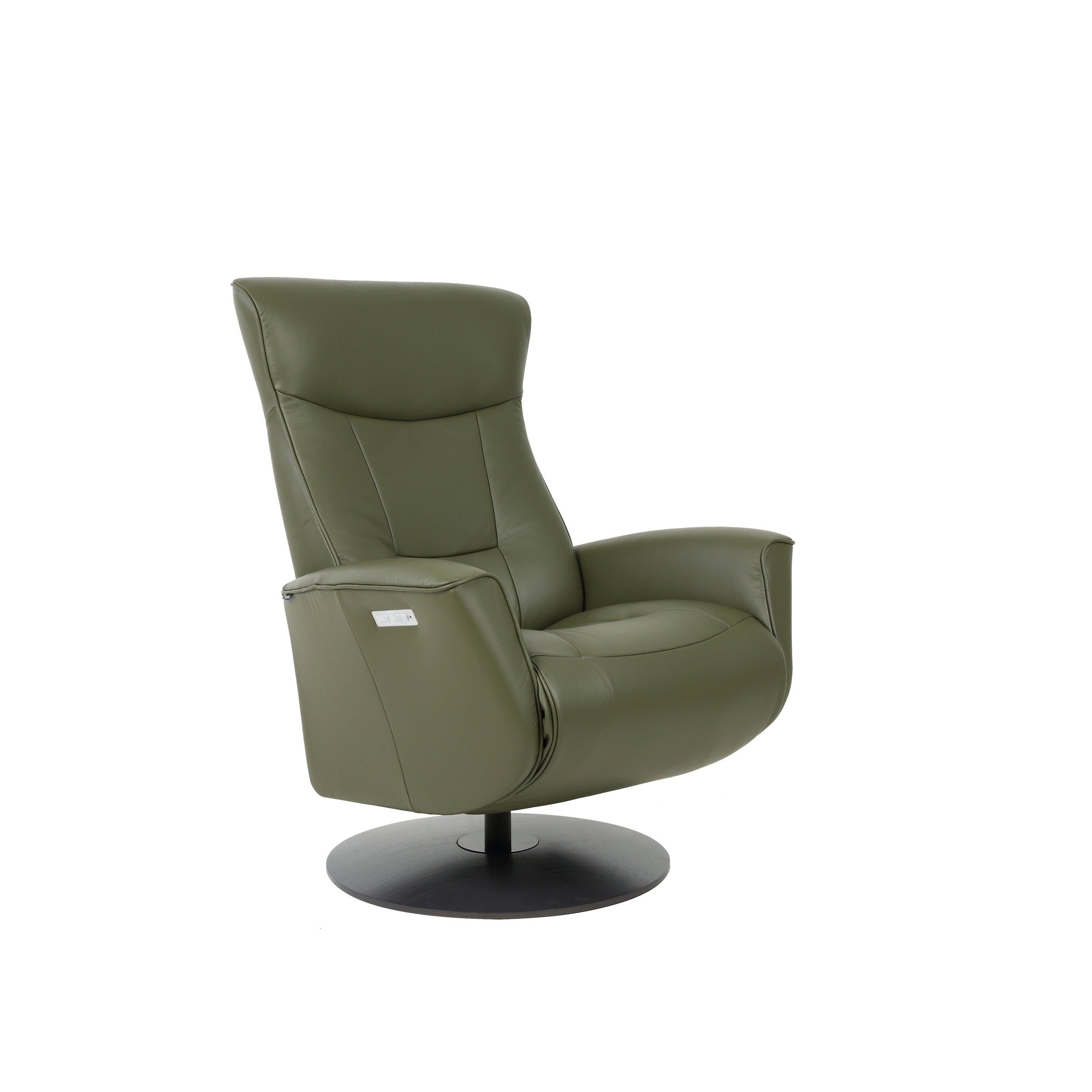 Green leather armchair on a white background