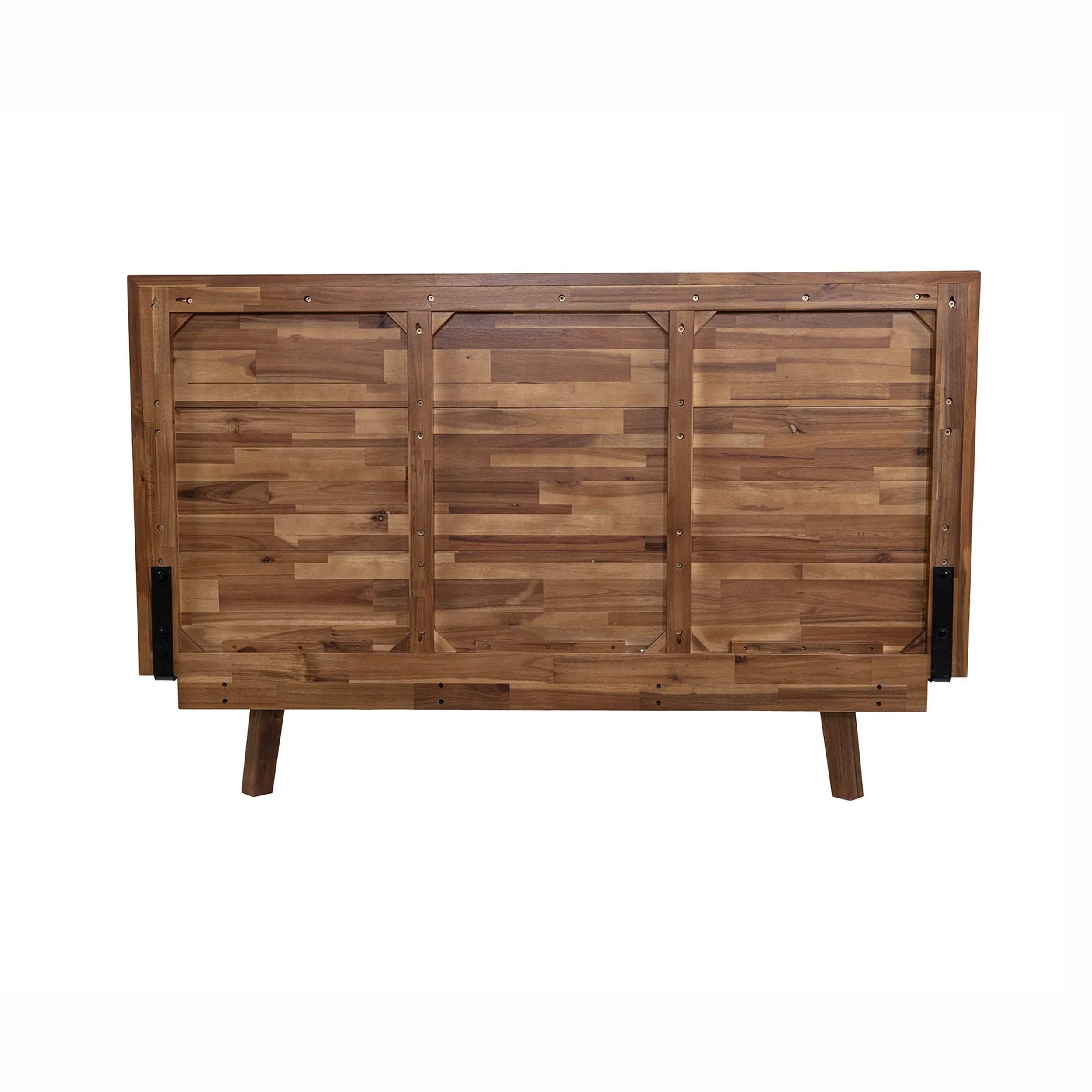 Wooden headboard with a rustic design on a white background