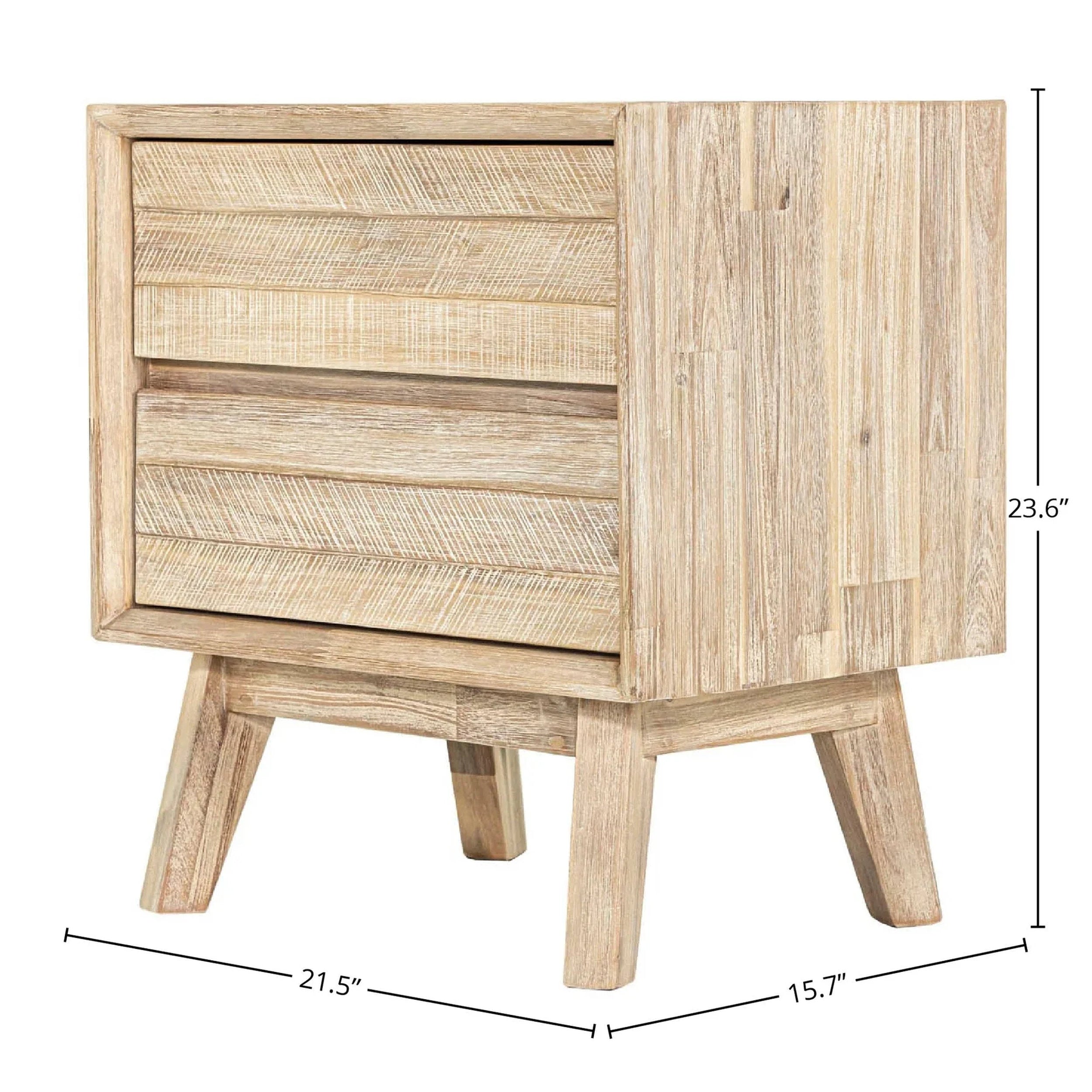 Gia 2 Drawer Nightstand - Lightdriftwood LH Home: natural light wood grain, birch veneer, angled sturdy legs and tapered feet