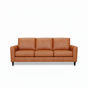 Brown leather sofa on a white background