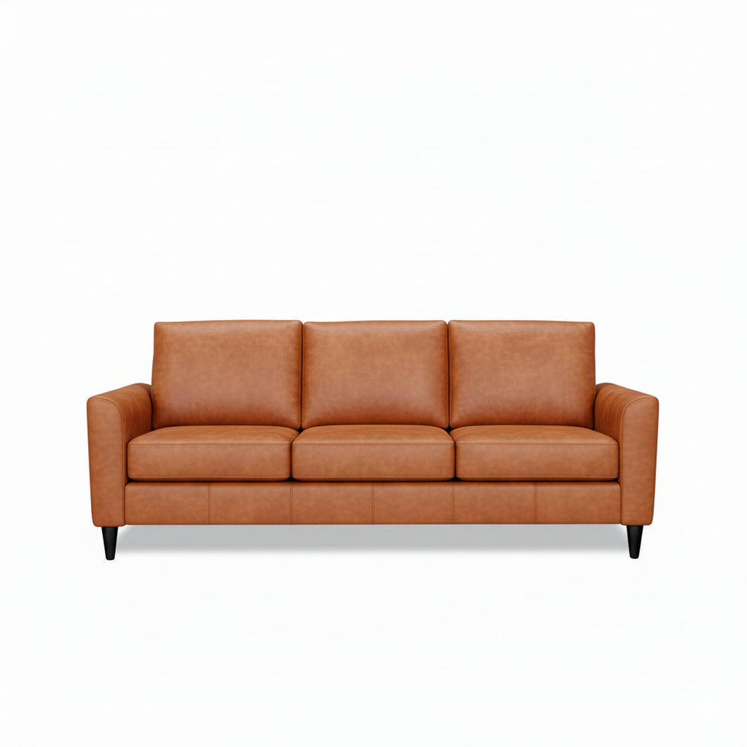 Brown leather sofa on a white background