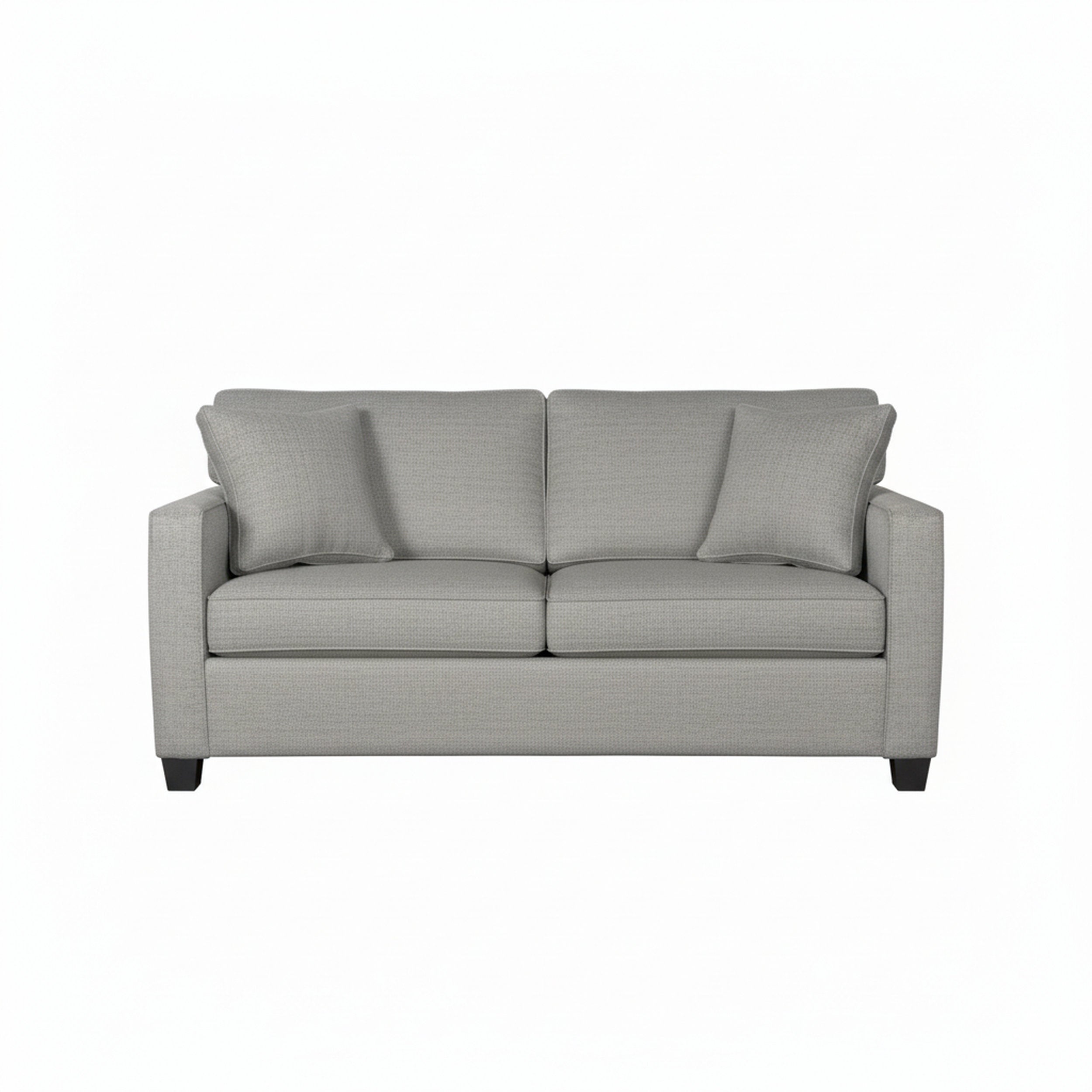 Gray loveseat on a white background
