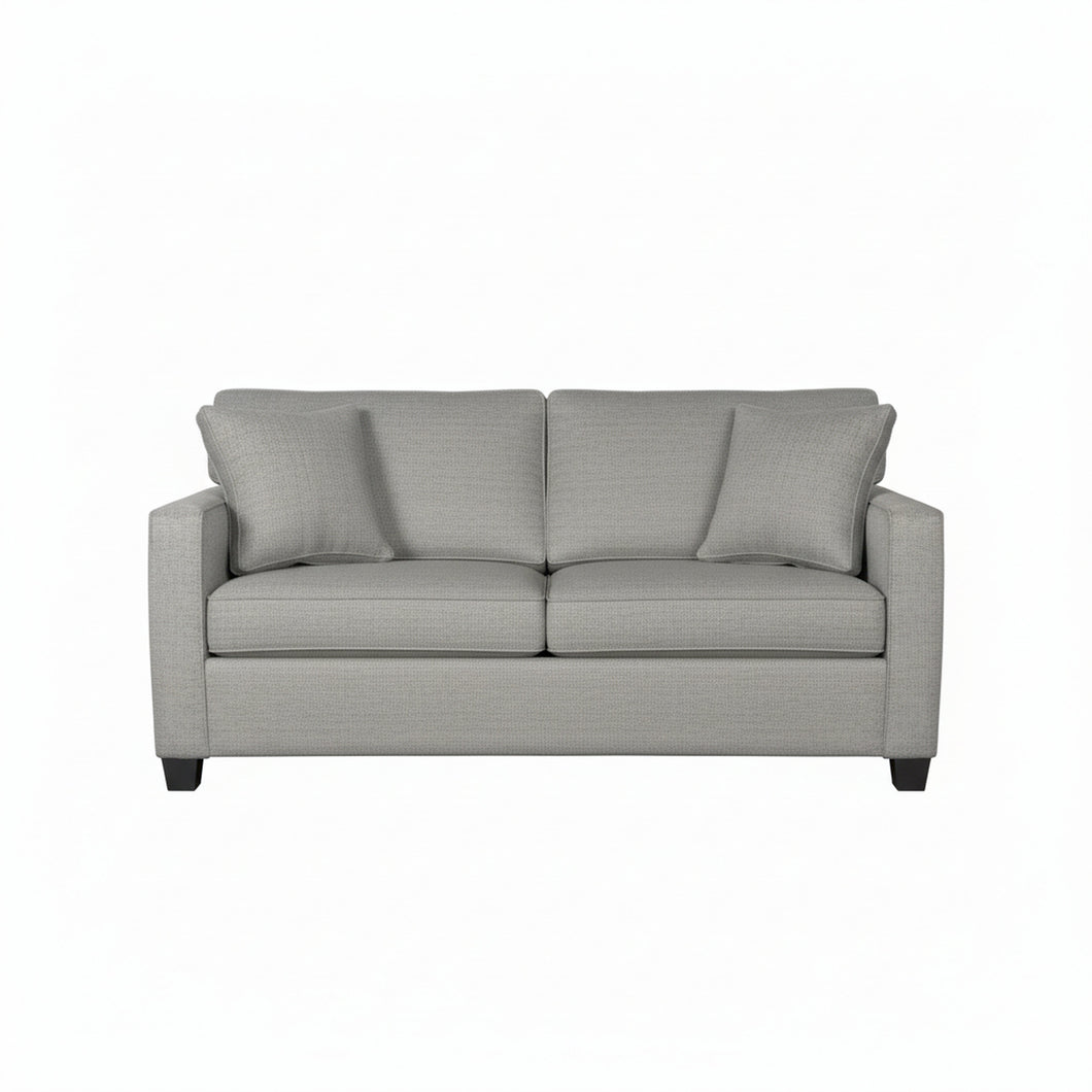 Gray loveseat on a white background