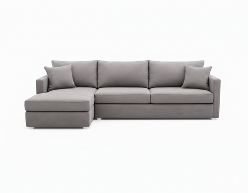 Gray sectional sofa on a white background