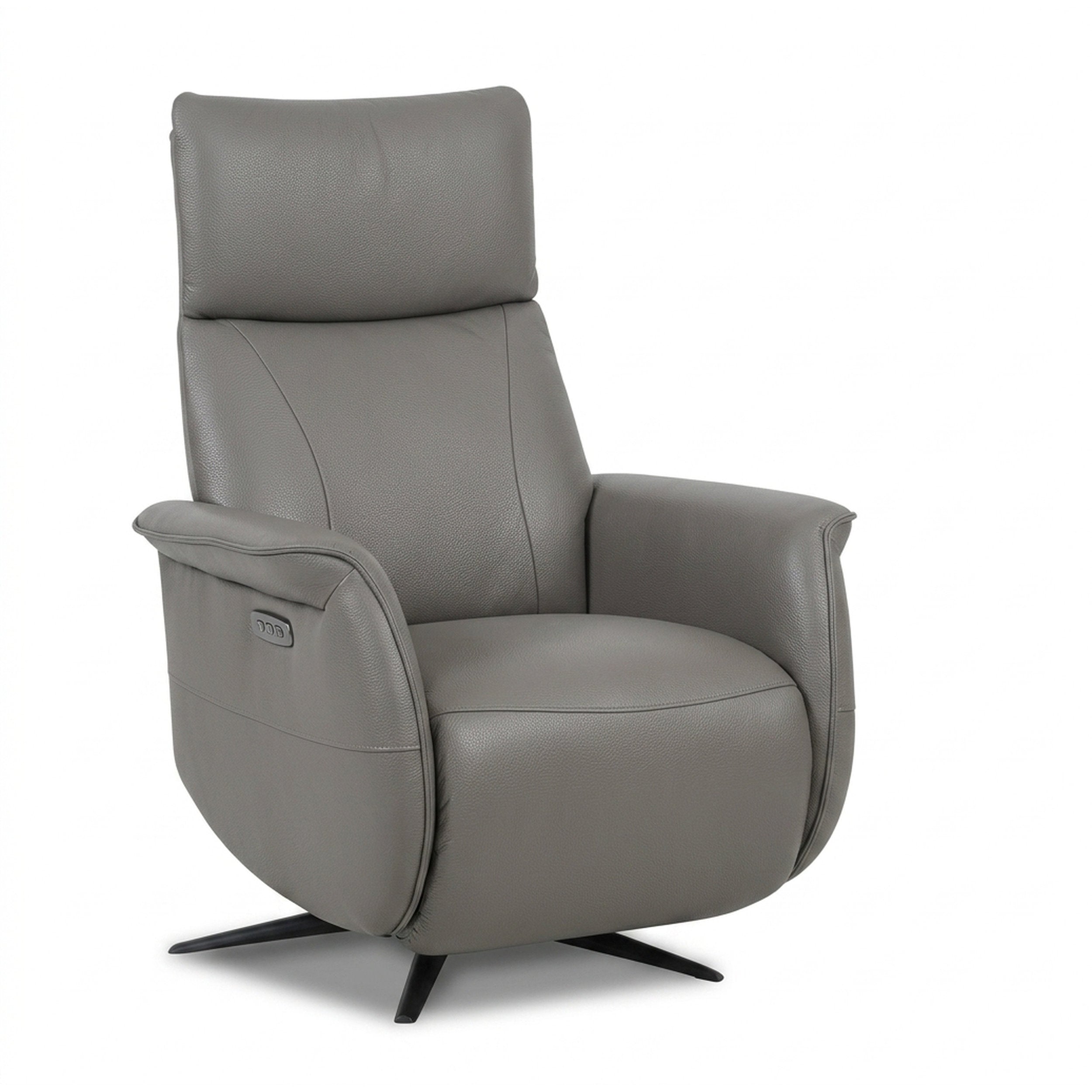 Powell Recliner - Leather: Shale Grey