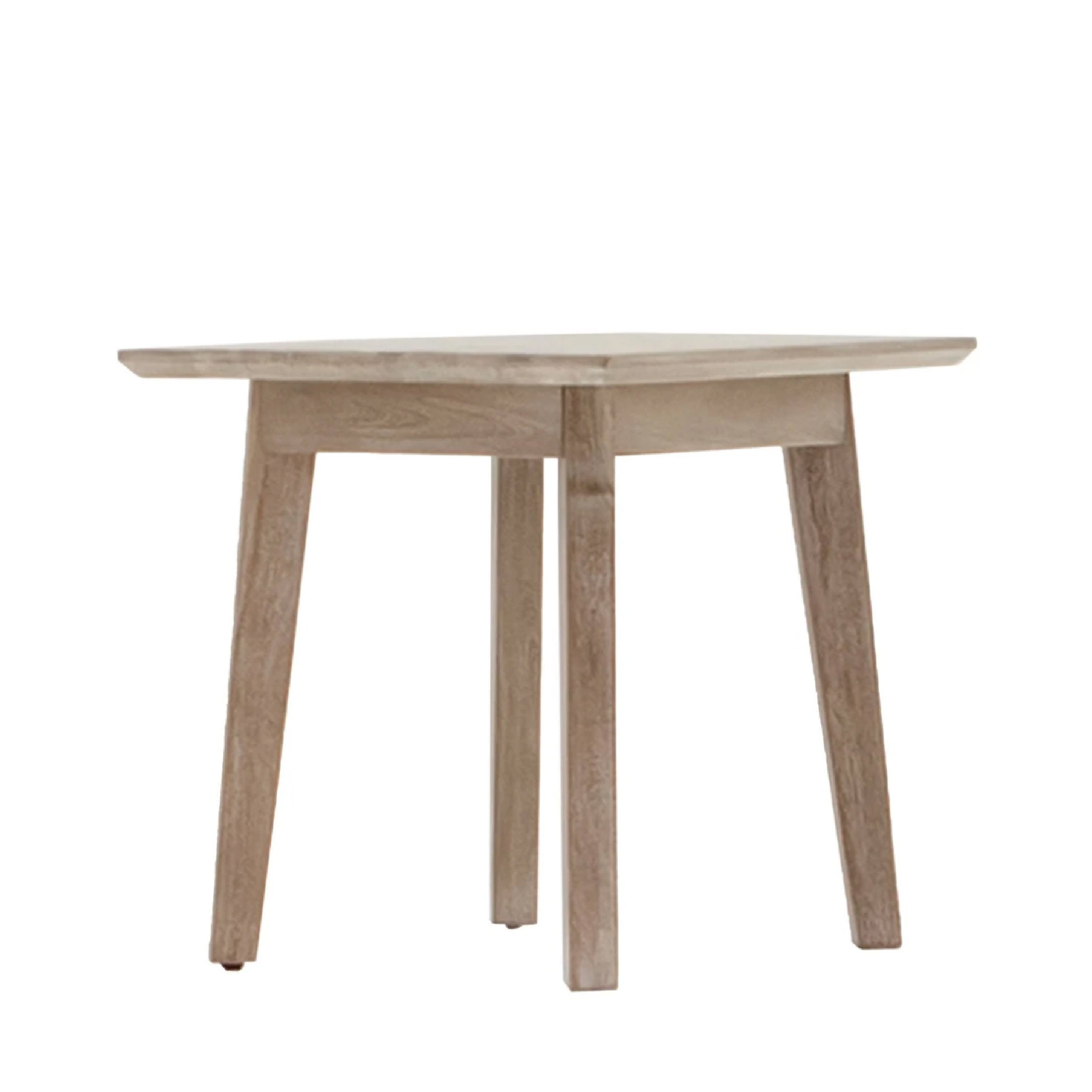 Wooden side table on a white background