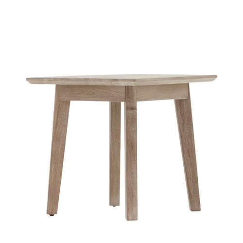 Wooden side table on a white background
