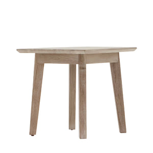 Wooden side table on a white background