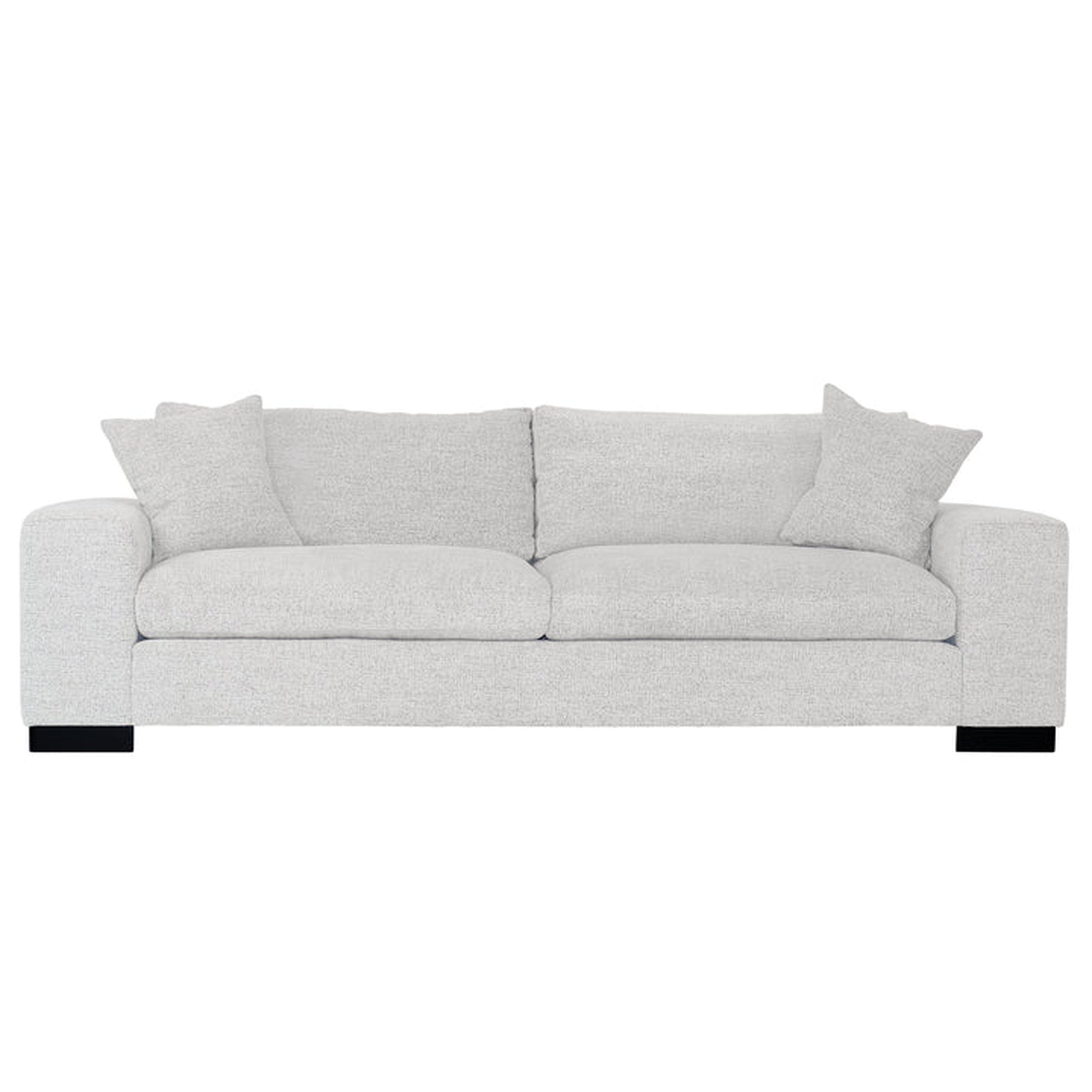 Gray sofa with black legs on a white background
