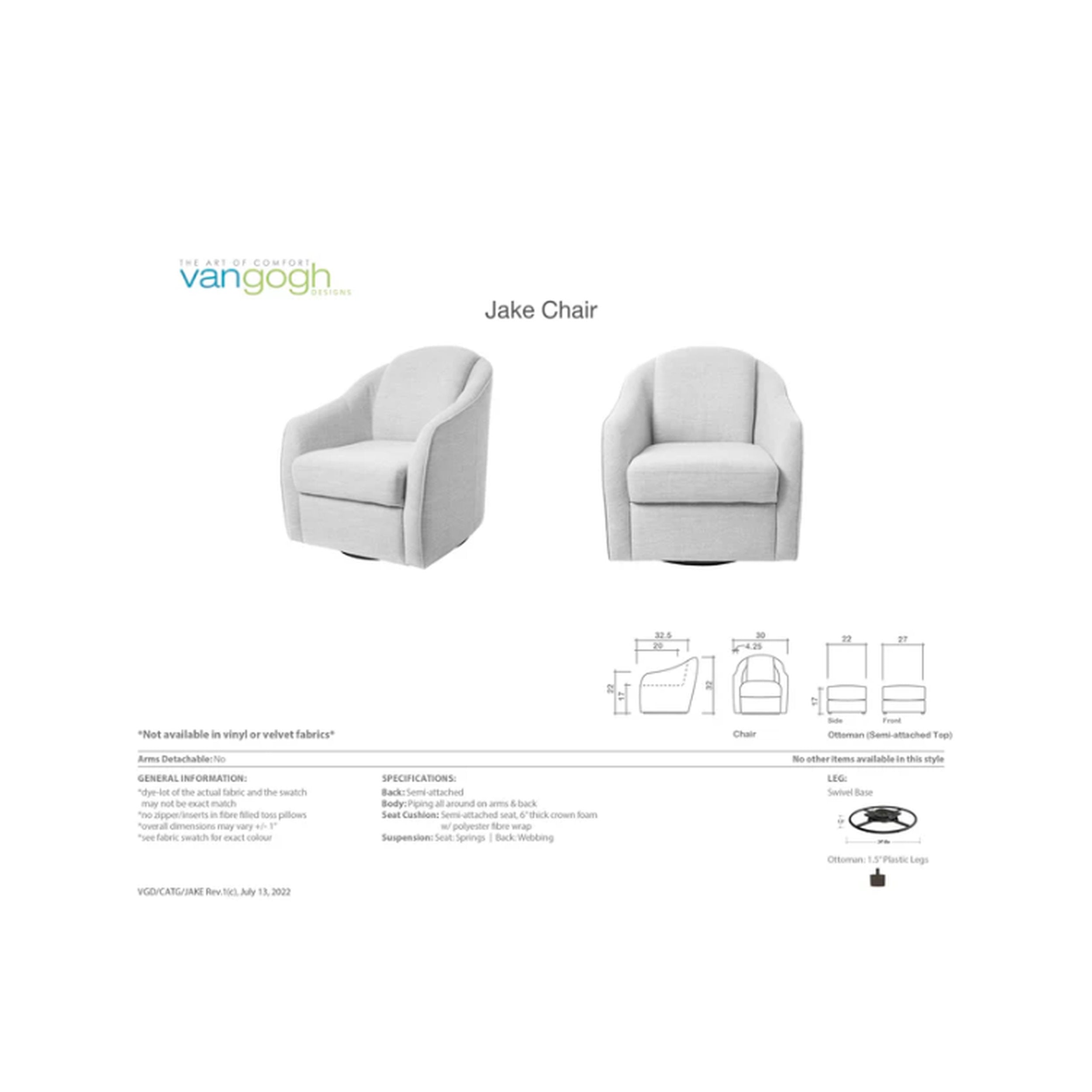 White chair with 'vangogh' branding on a white background