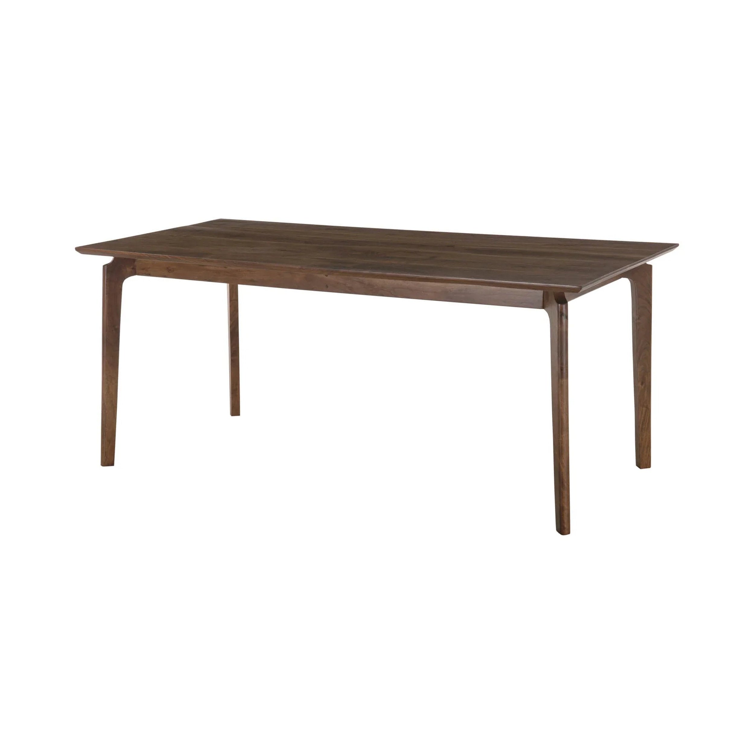 Kenzo Small Dining Table by LH Home in warm walnut wood, solid oak legs with curved profile, rectangular top, matte finish