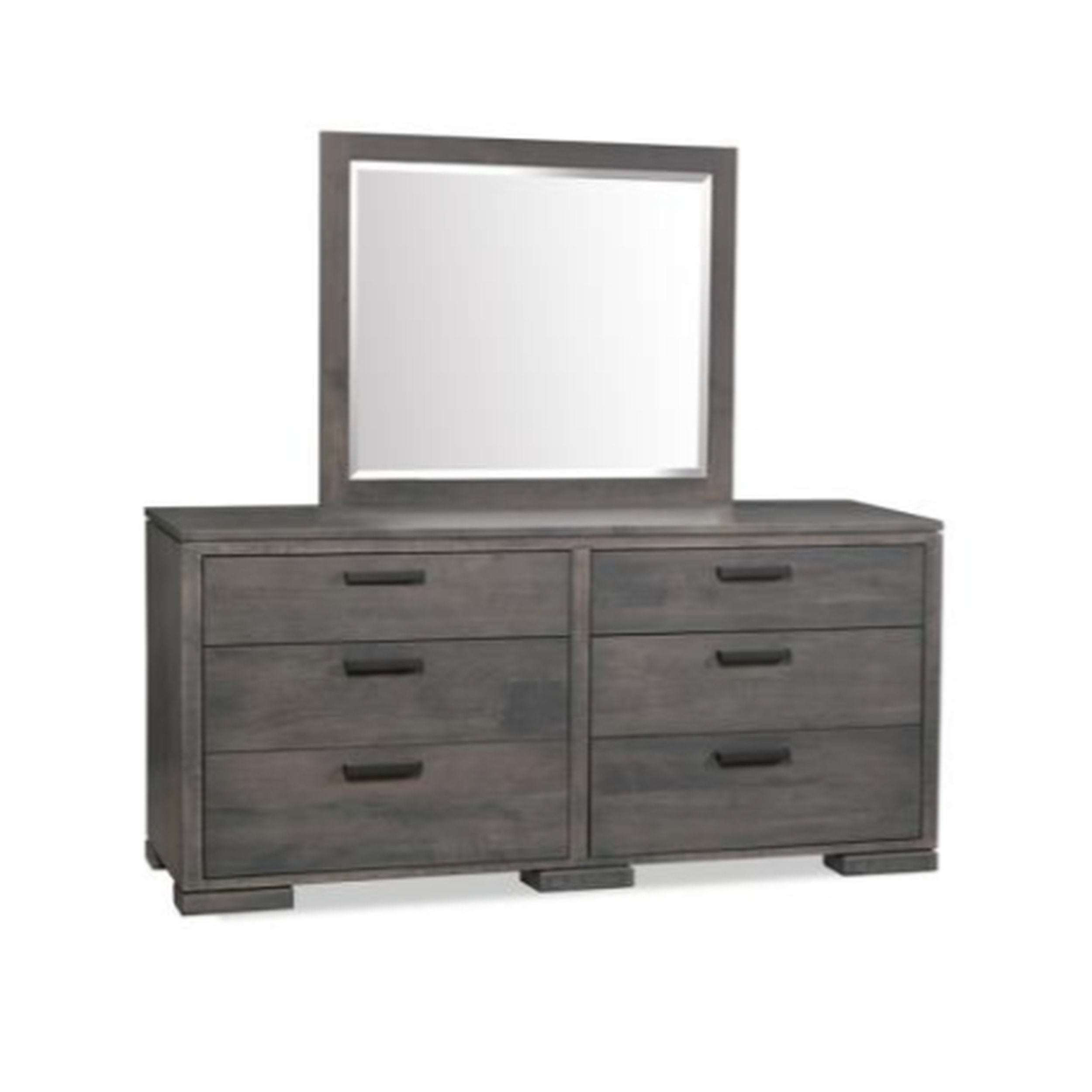 Gray dresser with mirror on a white background