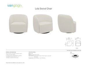 a spec sheet showing lola swivel chairs dimensions