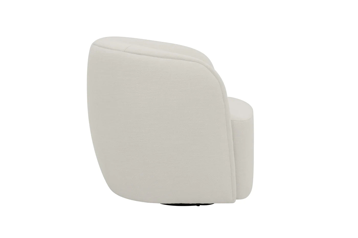 Side view of a white swivel chair on a black base in a white background 