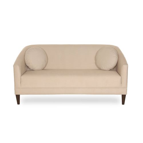 Beige sofa with round backrests on a white background