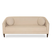 Load image into Gallery viewer, Beige sofa with round armrests on a white background

