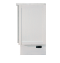 Load image into Gallery viewer, side view of madrid cabinet bed with power management on the bottom right of the cabinet bed
