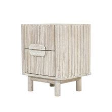 Load image into Gallery viewer, Wood Nightstand in a light beige color showing 2 drawers
