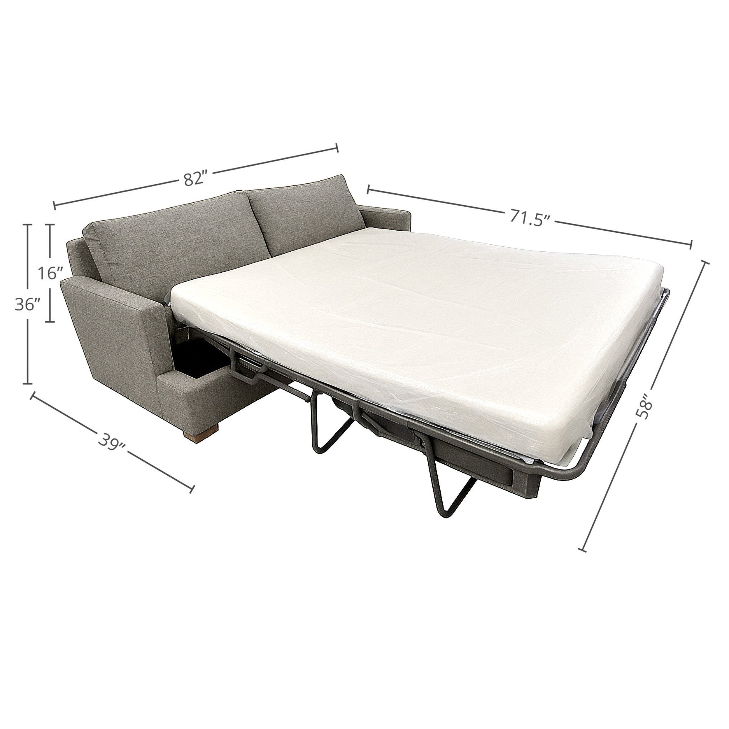 Martha Queen Sofa Bed - Fabric: Pepper Grey