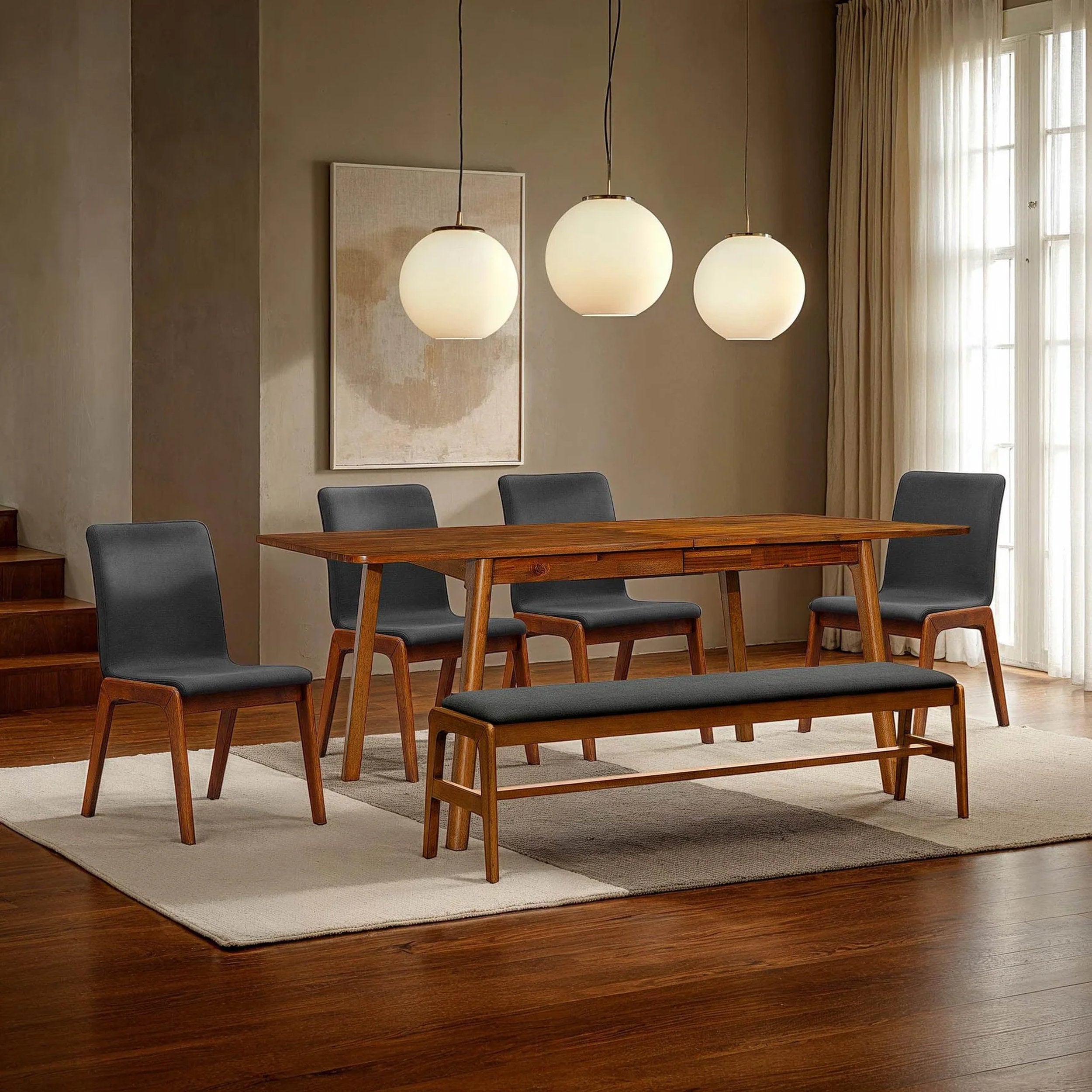 LH Home Remix Dining Chair - Grey with charcoal fabric seat, contoured back, sleek midcentury silhouette
