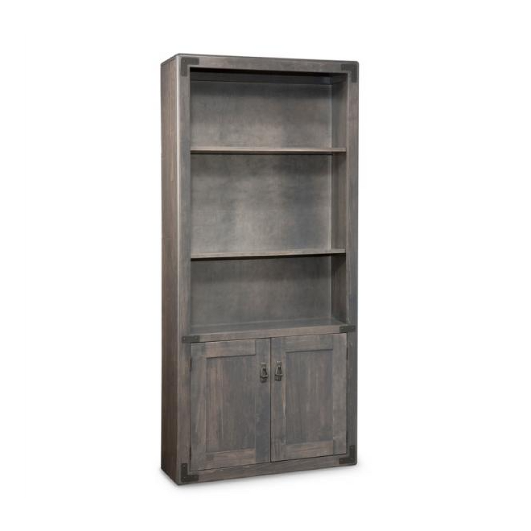 Saratoga Bookcase With 3 Adjustable Shelves & Doors