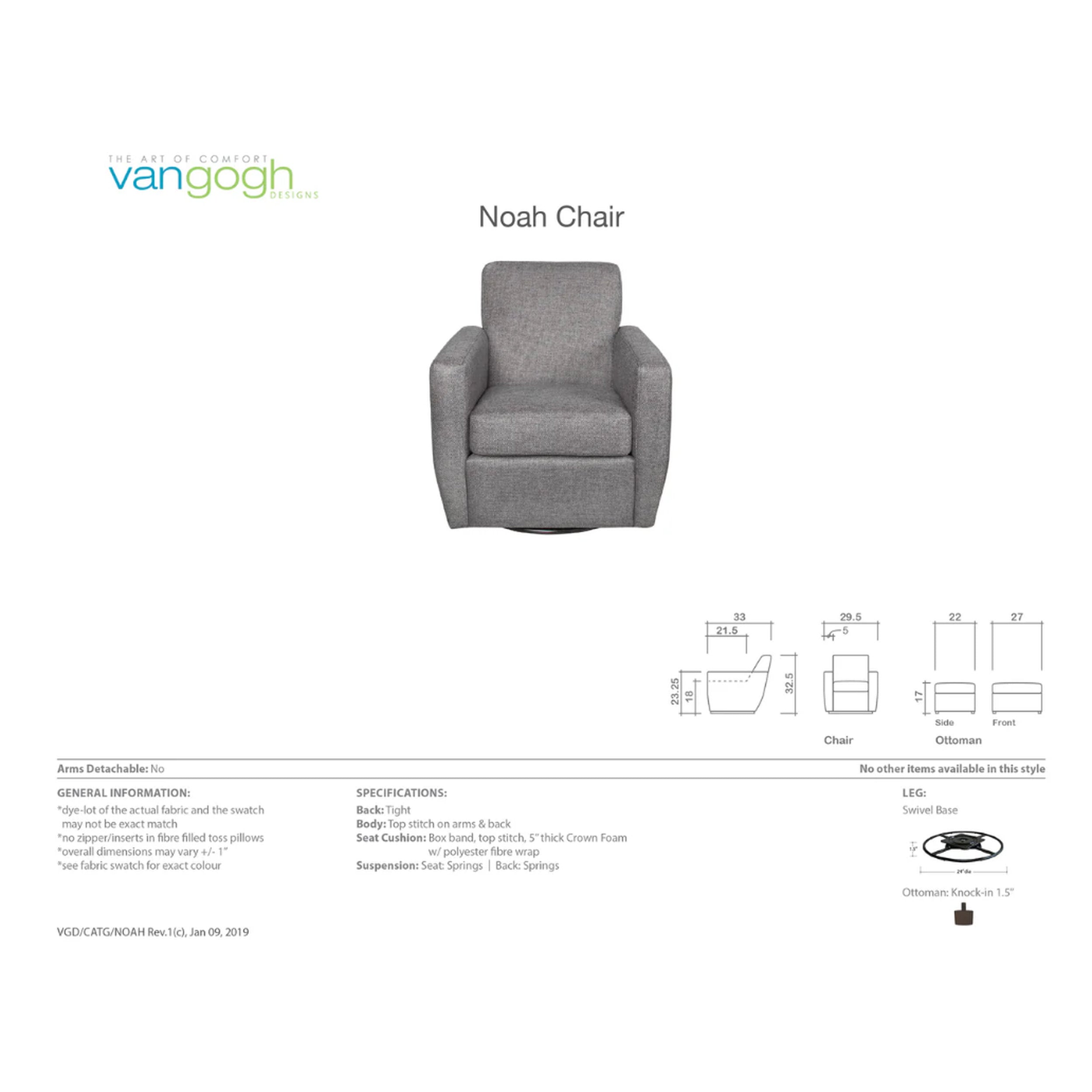 noah chair dimension sheet