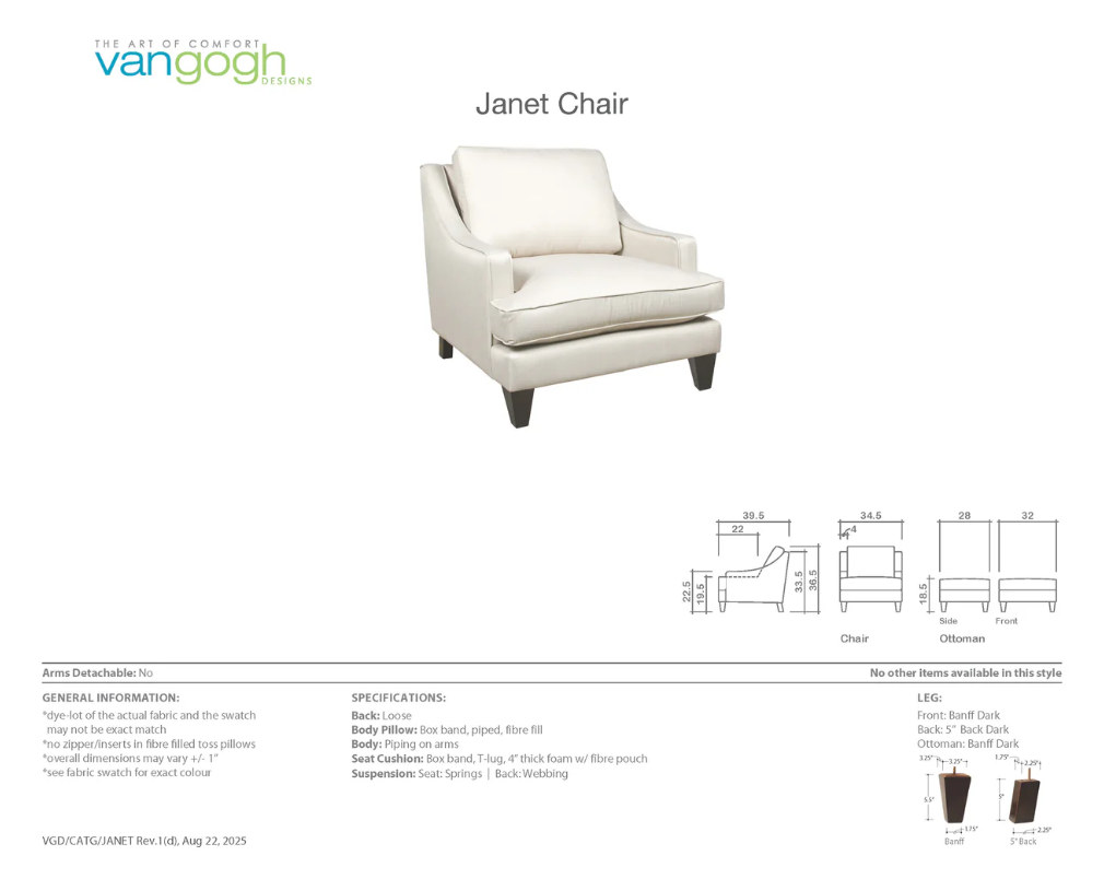 Janet Chair Dimension Sheet