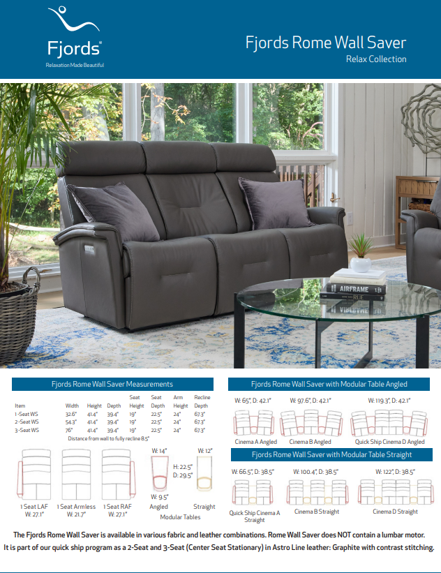 Gray sofa with cushions in a living room setting, featuring Fjords branding.