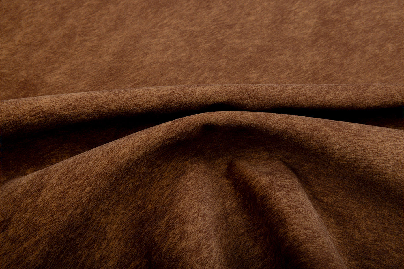 Stewart Mahogany velvet fabric in warm brown hues, rich mahogany fibers, smooth drape, subtle grain, Van Gogh Designs textile