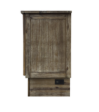 Load image into Gallery viewer, Side view of the Stockholm cabinet bed with a power management on the bottom right of the cabinet bed 
