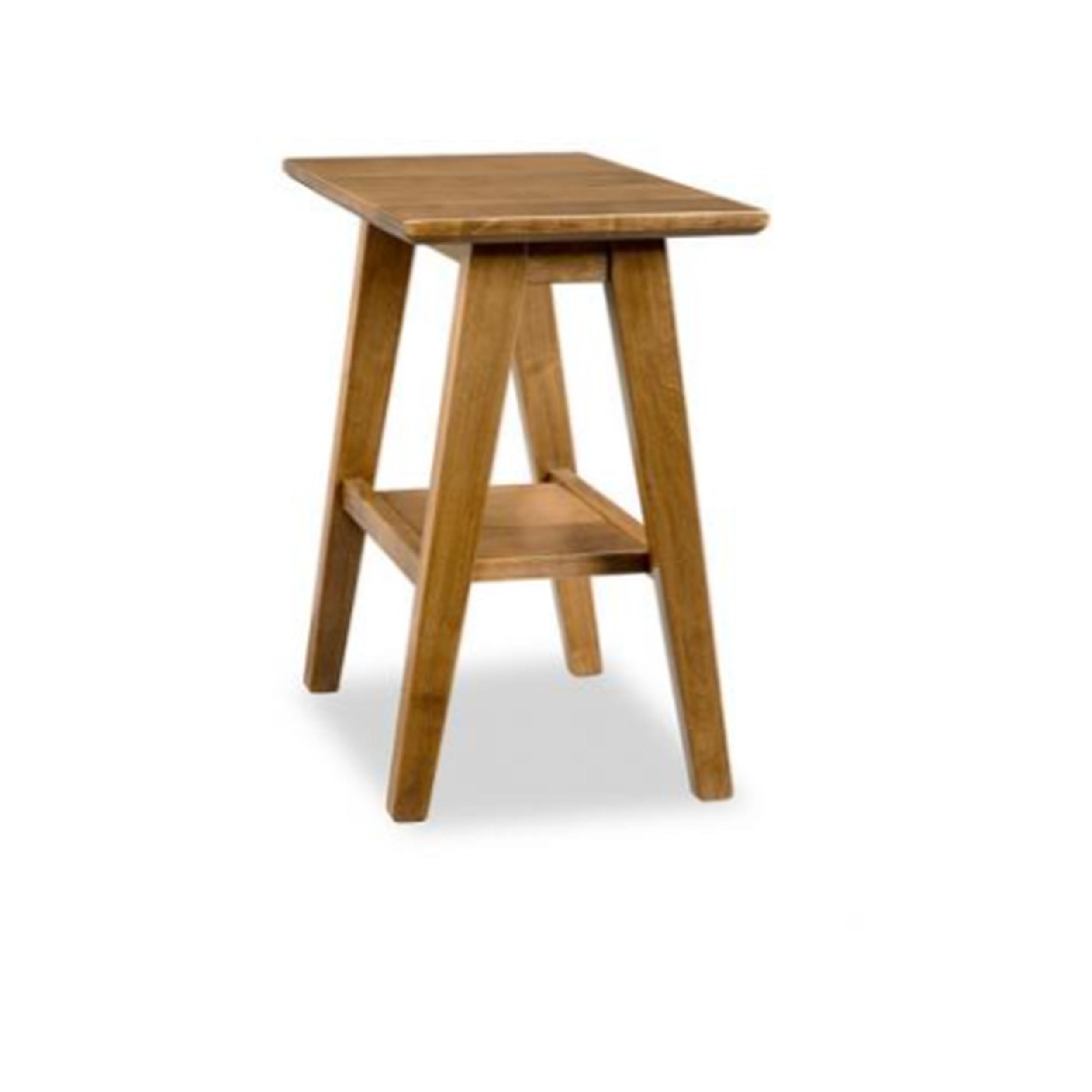 Wooden side table on a white background