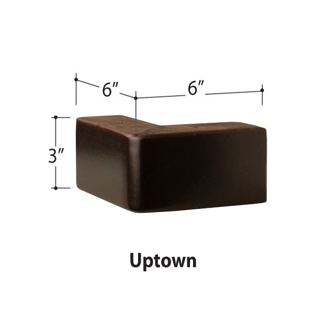 Uptown Van Gogh Designs brown leather block, rich chestnut hue, smooth matte finish, rectangular 6x6x3 inches, premium craft