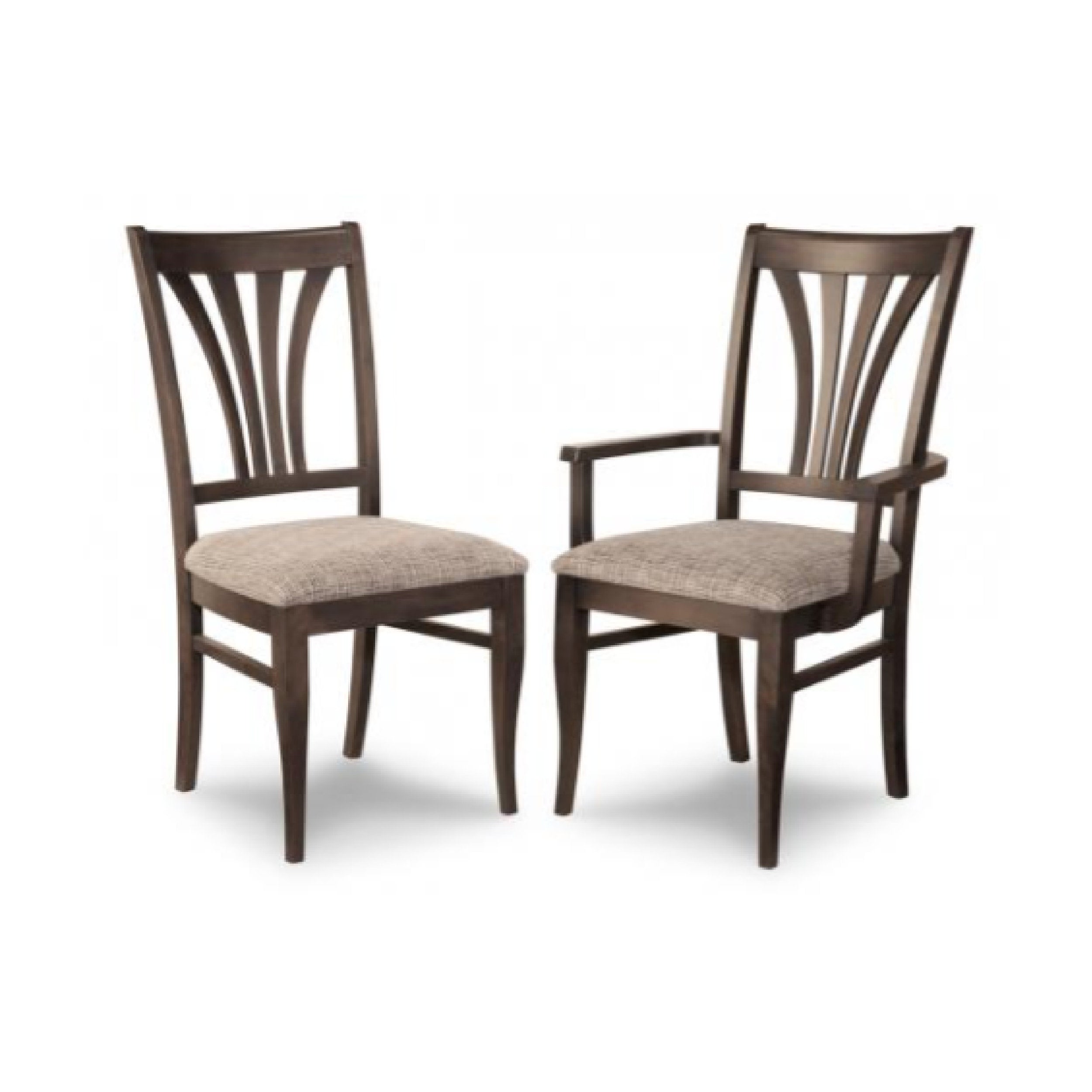 Verona Dining Chairs - one chair showing with arms and one showing without arms