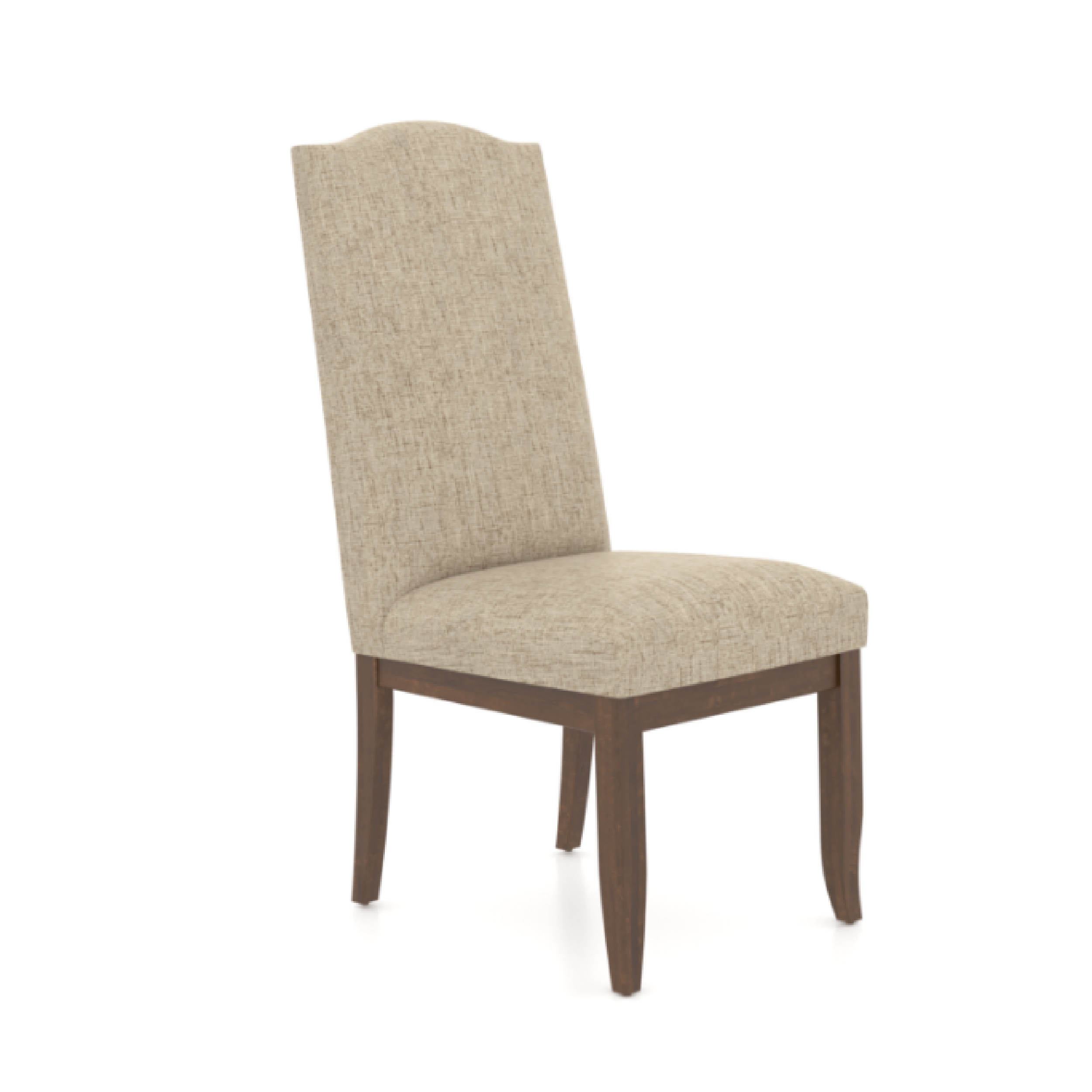 An upholstered dining chair with a cognac washed seat and backrest, featuring a matte finish on a wooden frame.