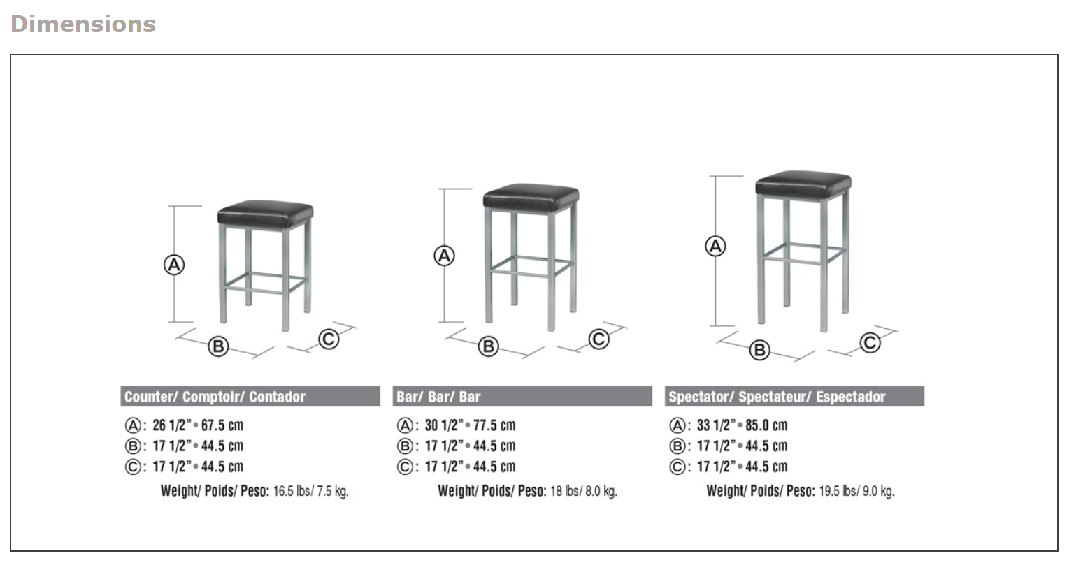 day stool dimension sheet